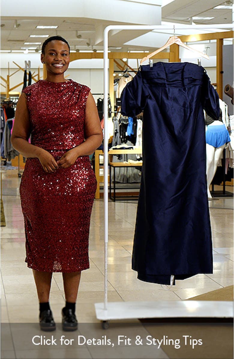 Off the Shoulder Puff Sleeve Satin Gown, sales video thumbnail