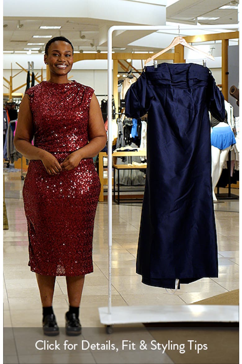 Off the Shoulder Puff Sleeve Satin Gown video