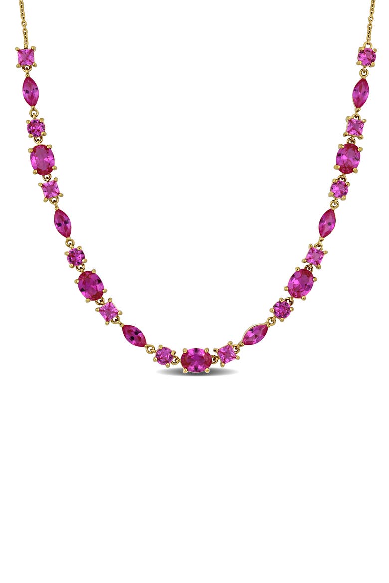 Lab Created Pink Sapphire Necklace, Main, color, PINK