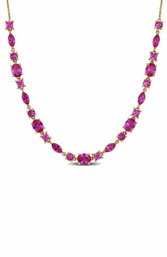 DELMAR Lab Created Pink Sapphire Necklace