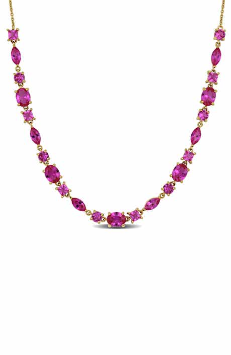 DELMAR Lab Created Pink Sapphire Necklace