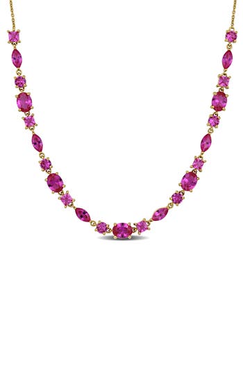 Delmar Lab Created Pink Sapphire Necklace In Pink