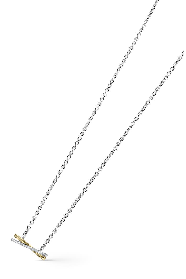 Caviar Lux Two-Tone X Diamond Pendant Necklace, Alternate, color, GOLD