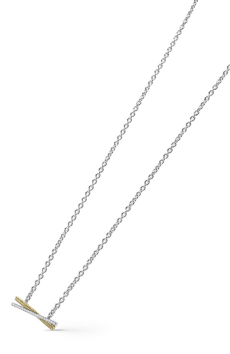 LAGOS Caviar Lux Two-Tone X Diamond Pendant Necklace, Alternate, color, Gold