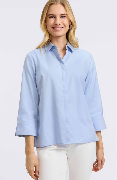 Foxcroft Beatrice Side Button Shirt In Soft Blue