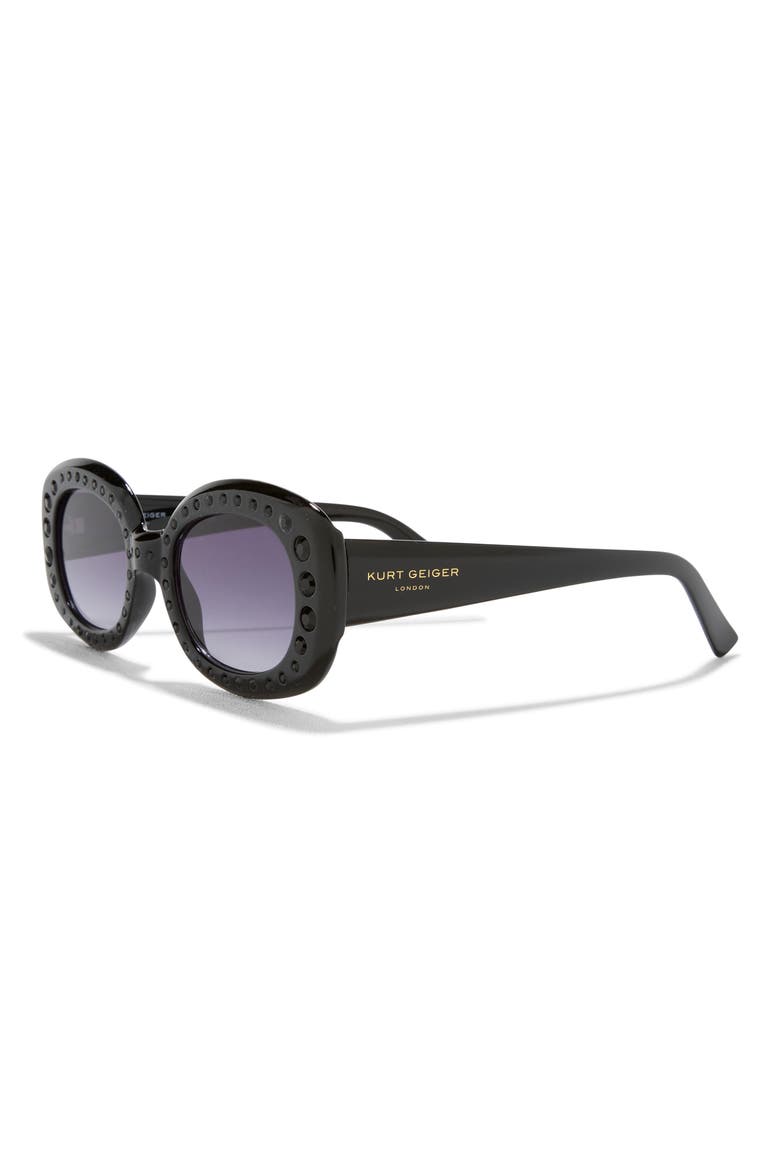 50mm Oval Sunglasses, Alternate, color, SOLID BLACK