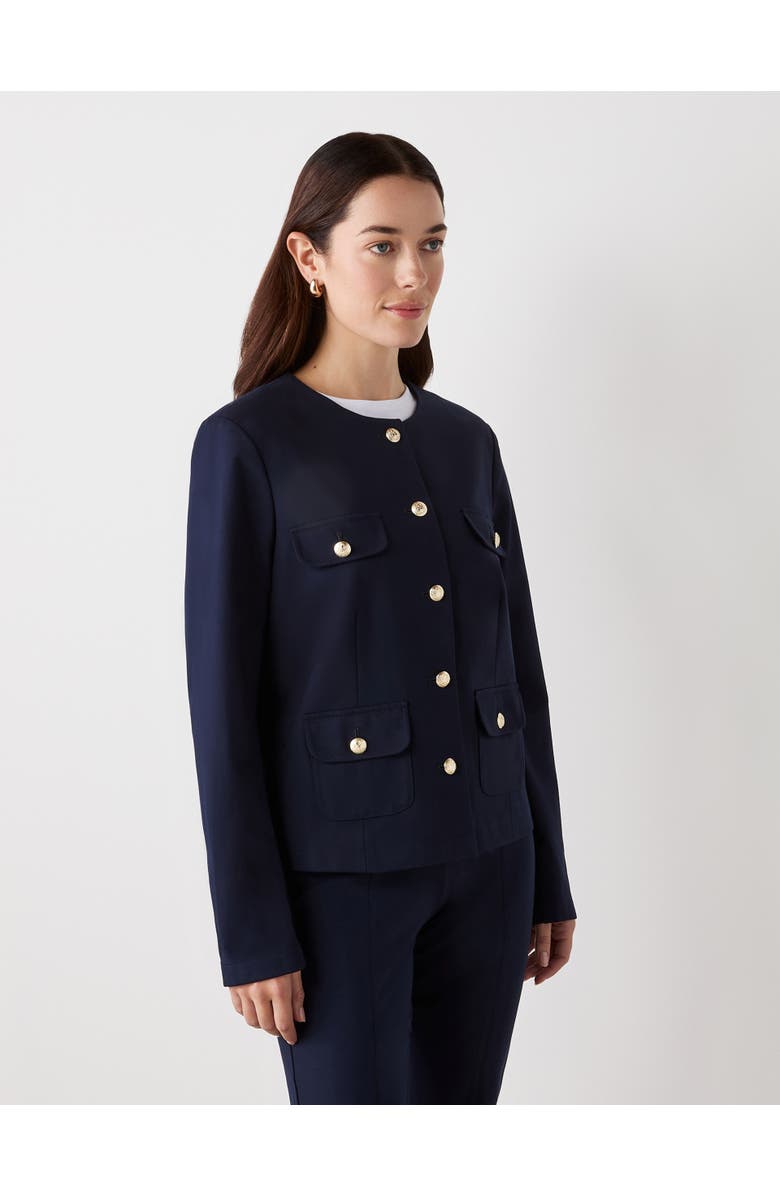 Finery London Imogen Ponte Jersey Jacket, Main, color, Navy