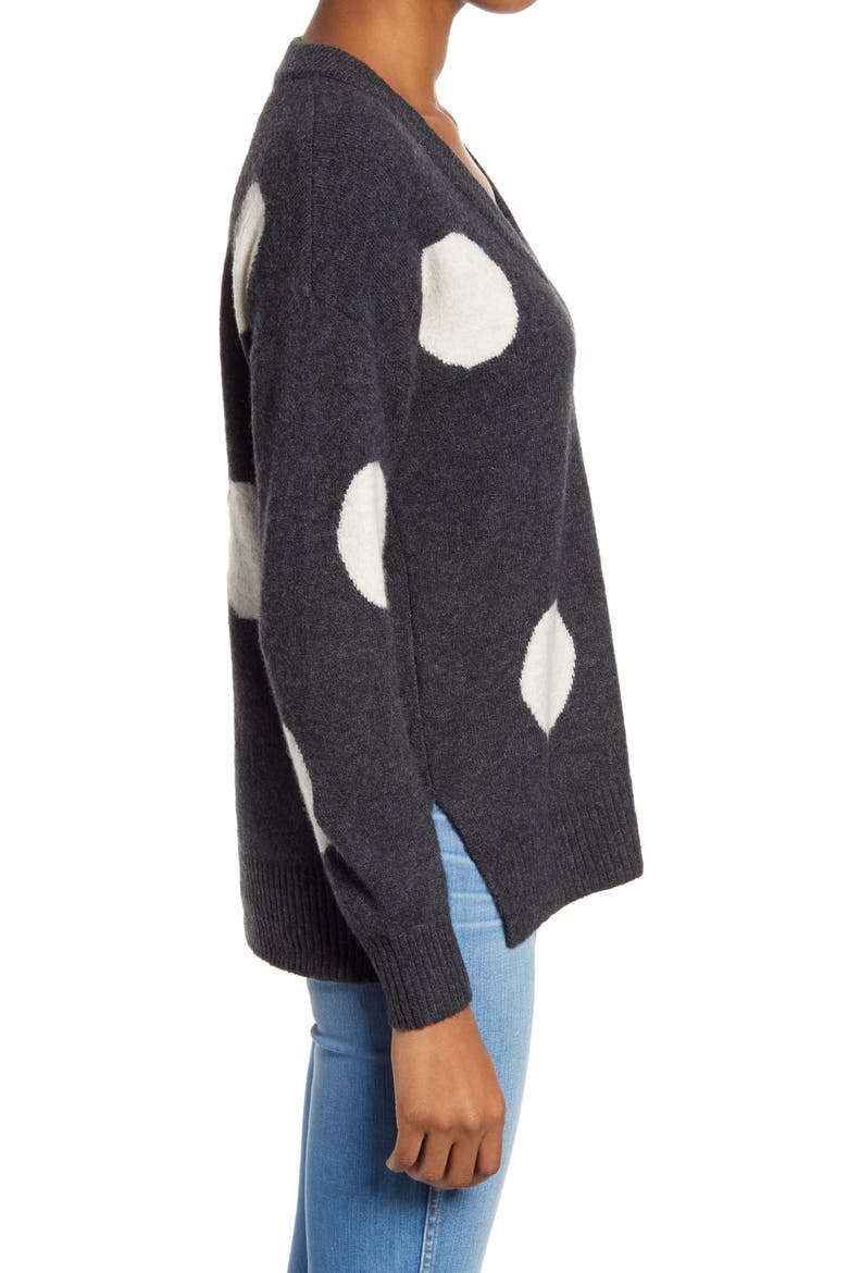 Dotted Bartlett V-Neck Pullover Sweater, Alternate, color, HEATHER CHARCOAL
