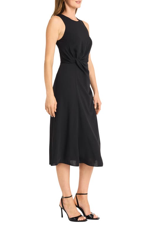 Maggy London Draped Midi Dress In Black
