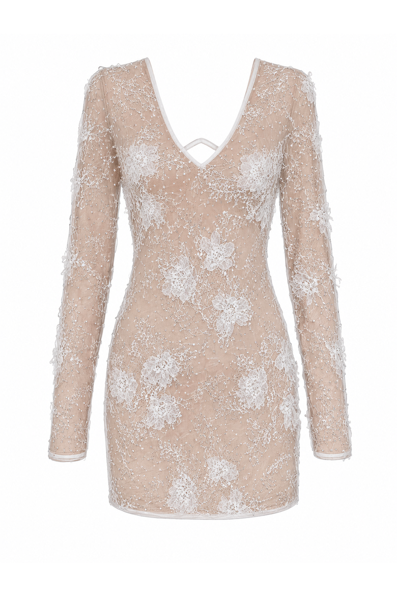 Everly Mini Dress, Main, color, Nude