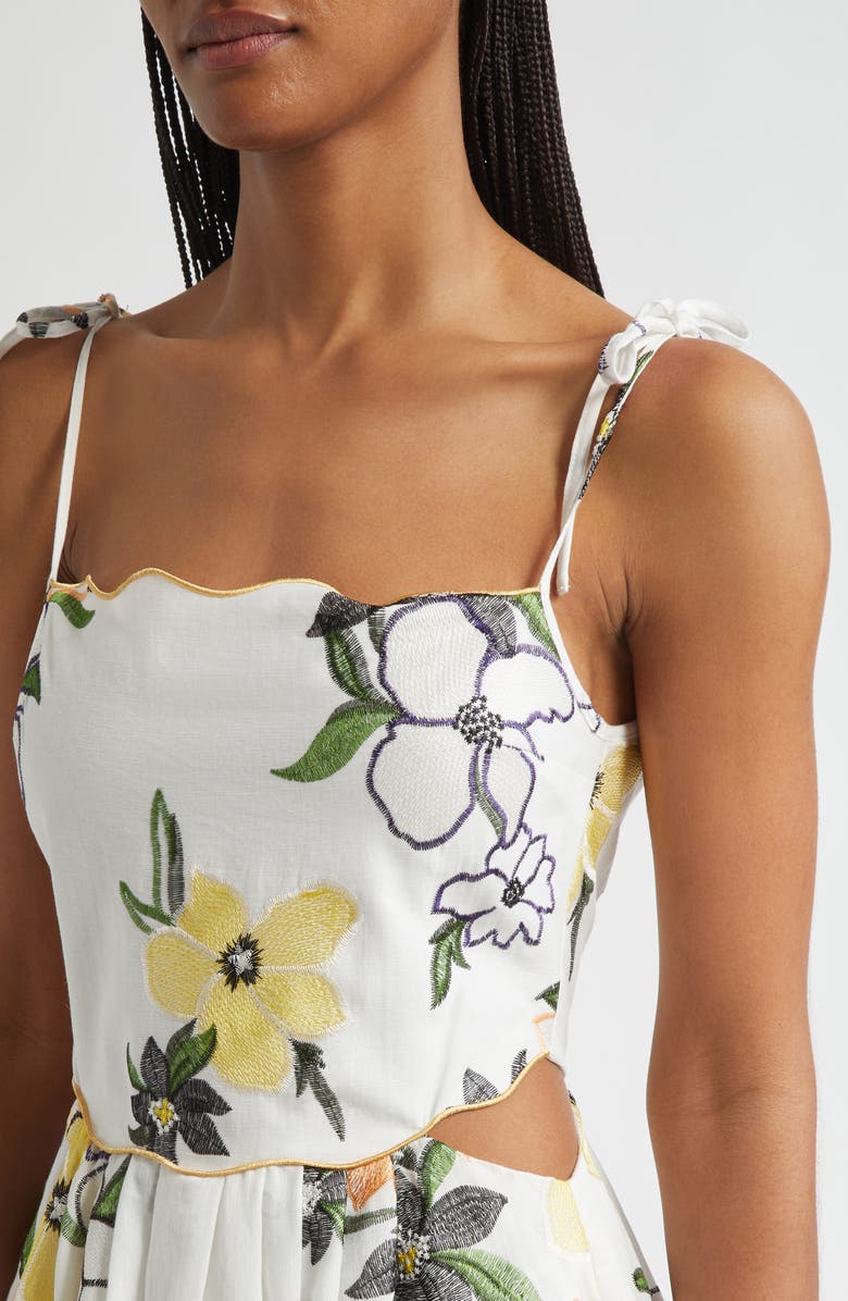 Stine Goya Floral Cutout Detail Midi Dress, Alternate, color, Wild Flowers Embroidery