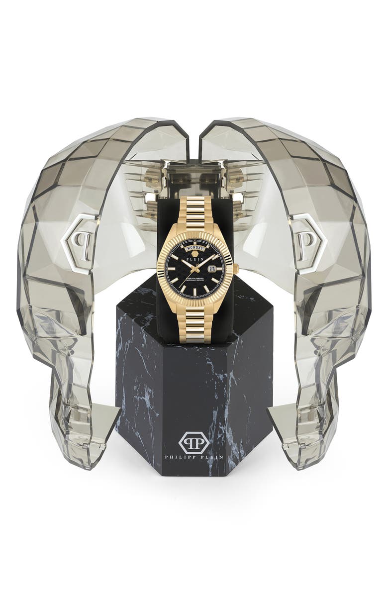 PHILIPP PLEIN Date Superlative Bracelet Watch, 42mm, Alternate, color, Ip Yellow Gold