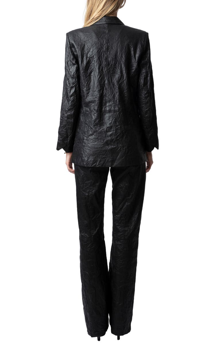 Zadig & Voltaire Visko Crinkled Leather Blazer, Alternate, color, 
