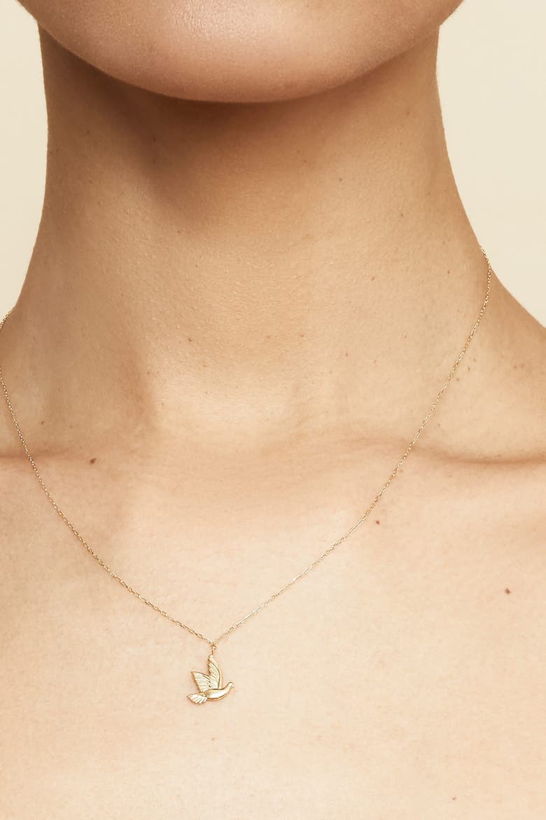 14K Yellow Gold Freedom Dove Necklace, Alternate, color, Yellow Gold