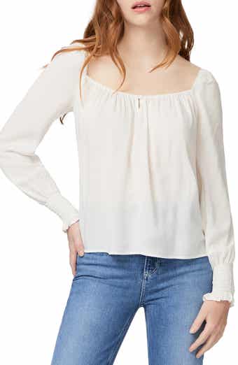 PAIGE Nerina Square Neck Smocked Long Sleeve Blouse