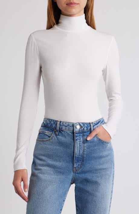 FRAME Rib Mock Neck Top