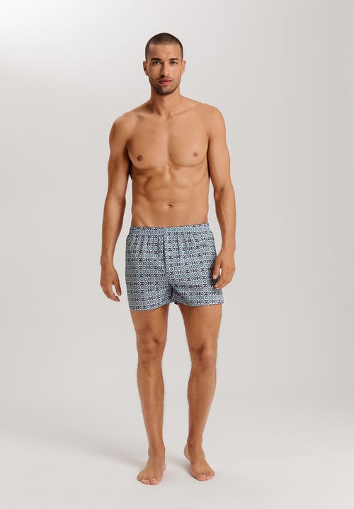 Hanro Fancy Woven Cotton Boxer In Tinted Mosaic