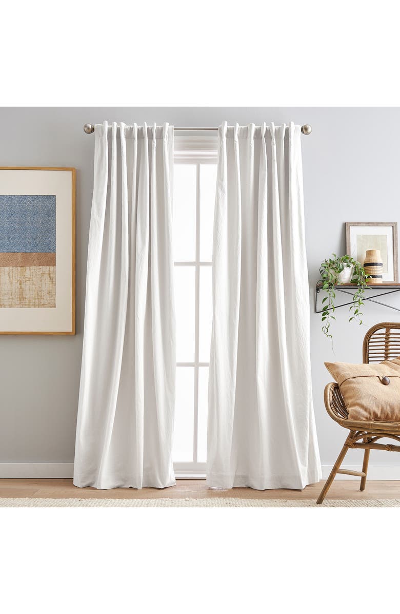 Peri Home Sanctuary Set of 2 Lined Linen Curtain Panels, Alternate, color, White