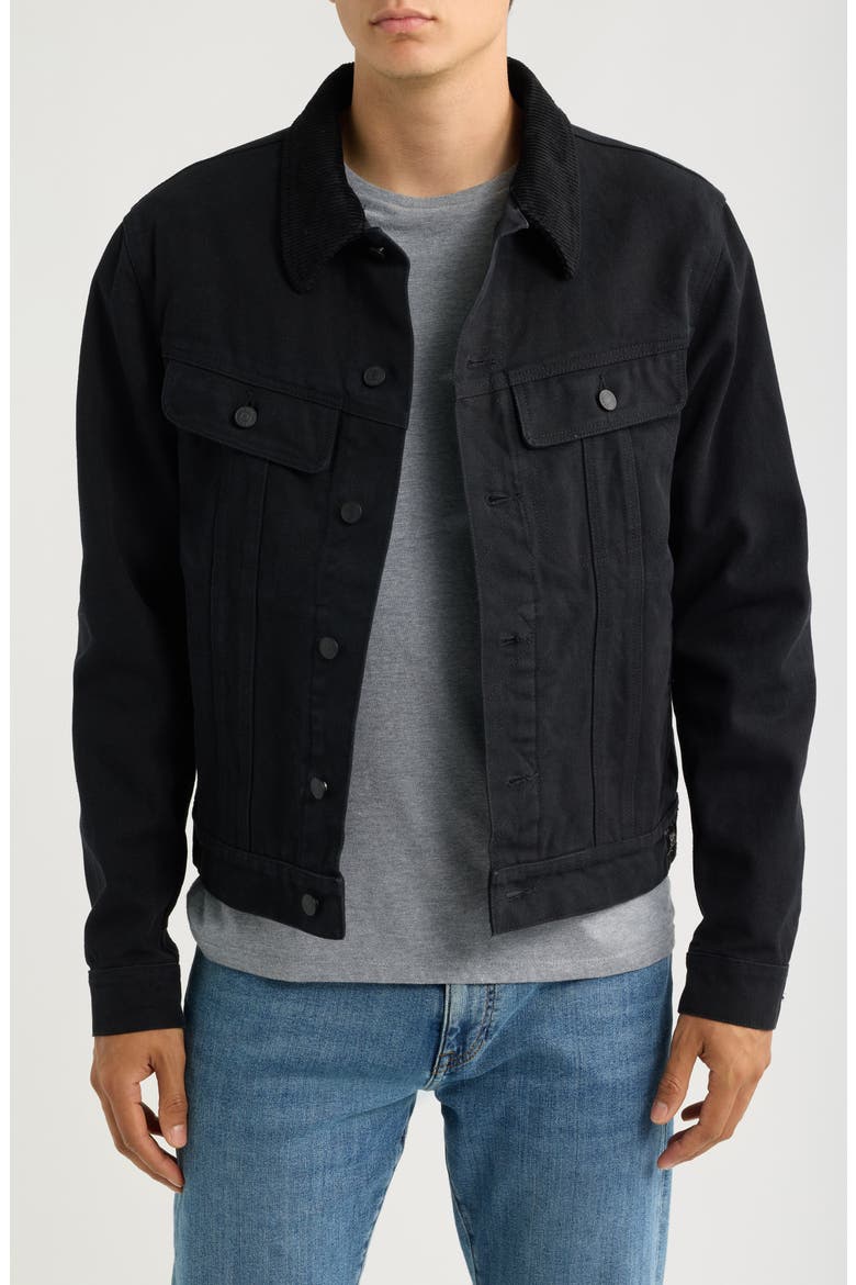 Cotton Canvas Trucker Jacket, Main, color, BLACK