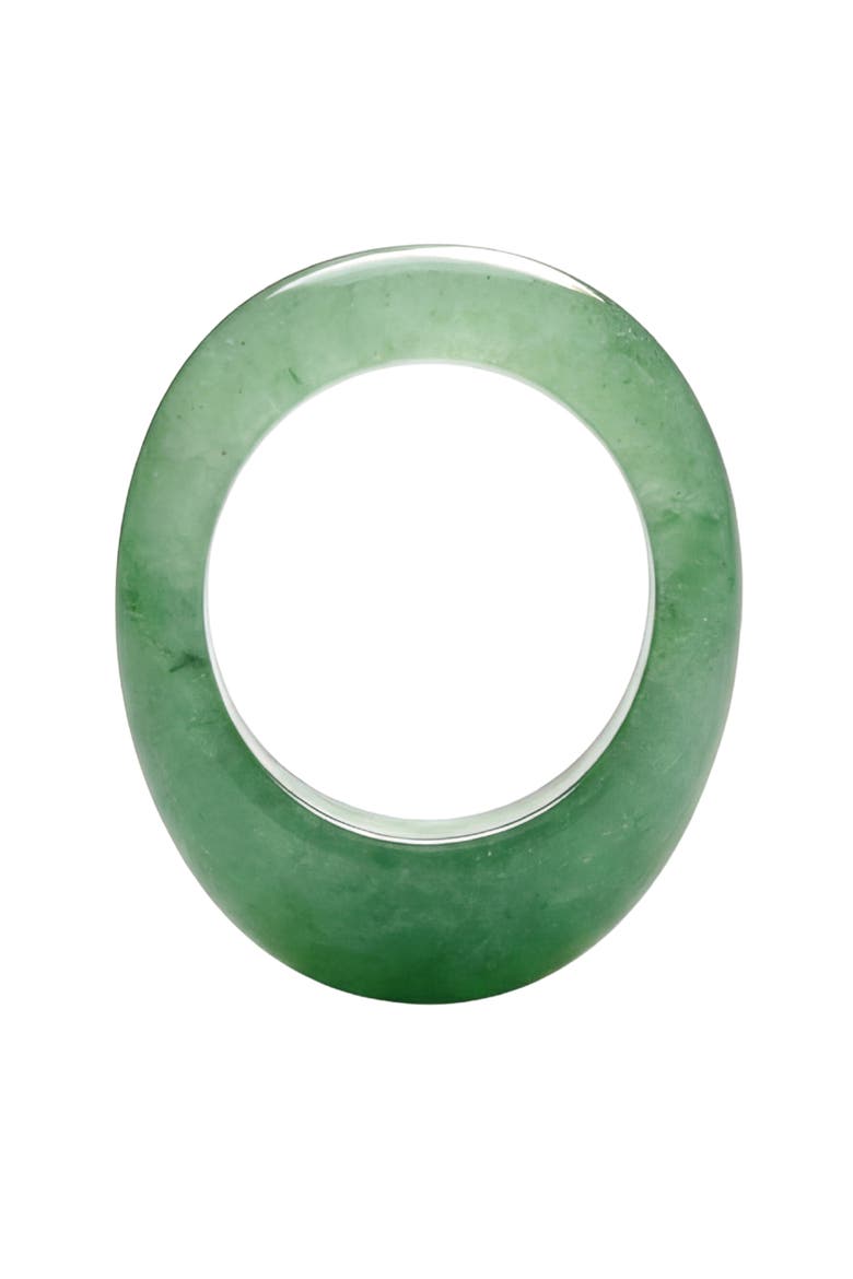 Thin Dome Jade-Green Aventurine Signet Ring, Alternate, color, Green