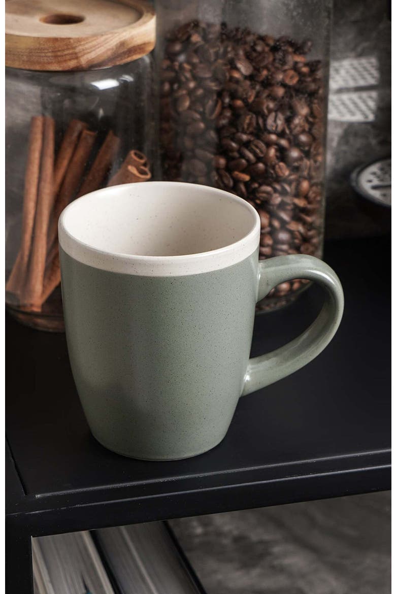 Serenity Stoneware 4-Piece Mug Set, Alternate, color, Green and Cream