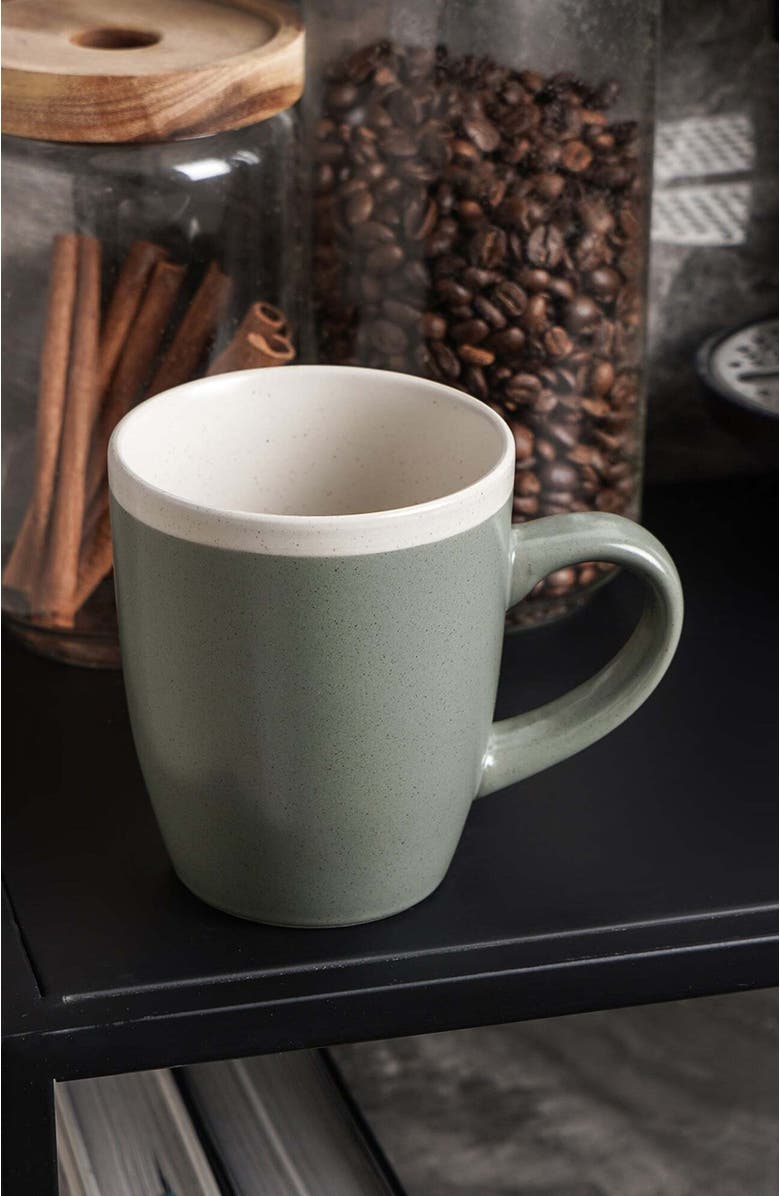 Stone Lain Serenity Stoneware 4-Piece Mug Set, Alternate, color, Green And Cream