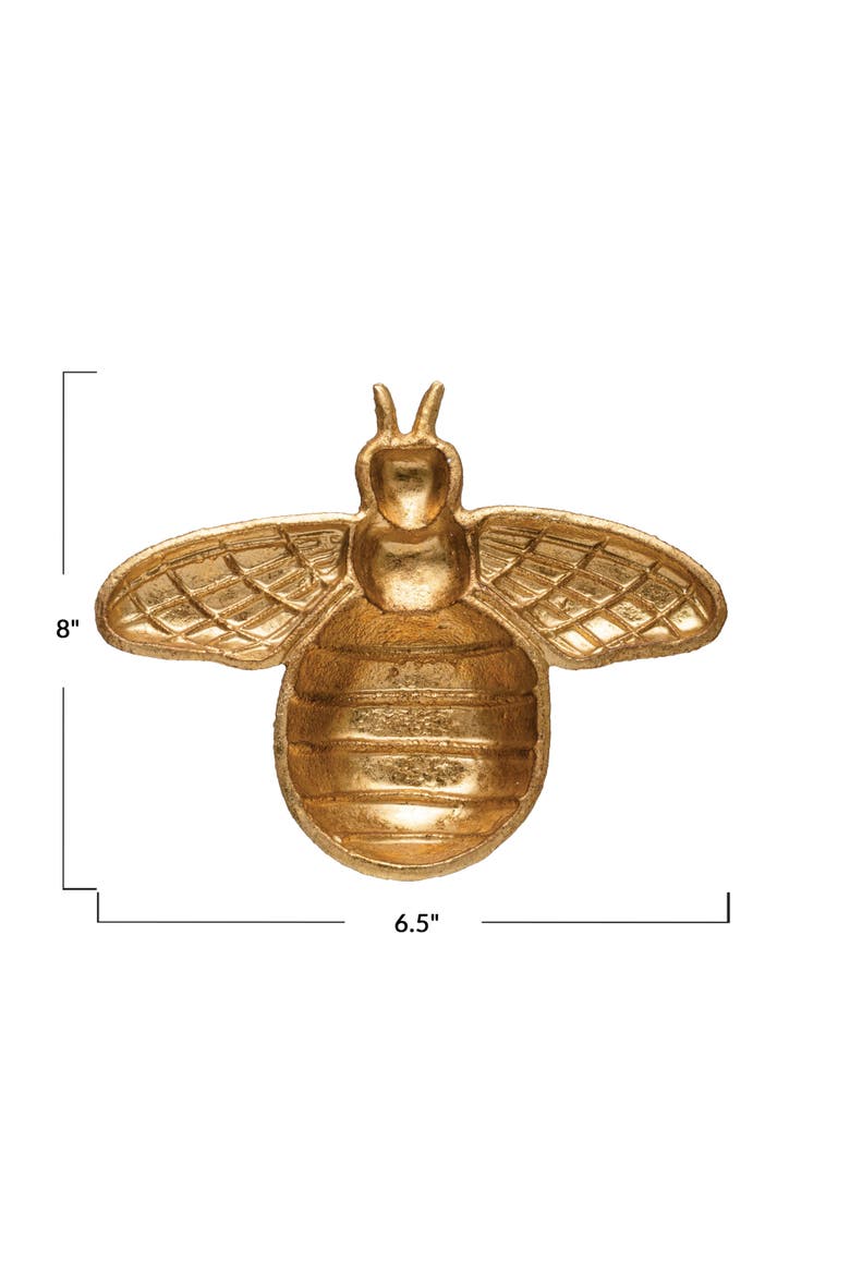 Decorative Cast Iron Gold Bee Shaped Dish, Alternate, color, Gold