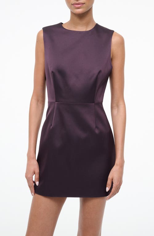 Staud Garden Duchess Satin Minidress In Brown