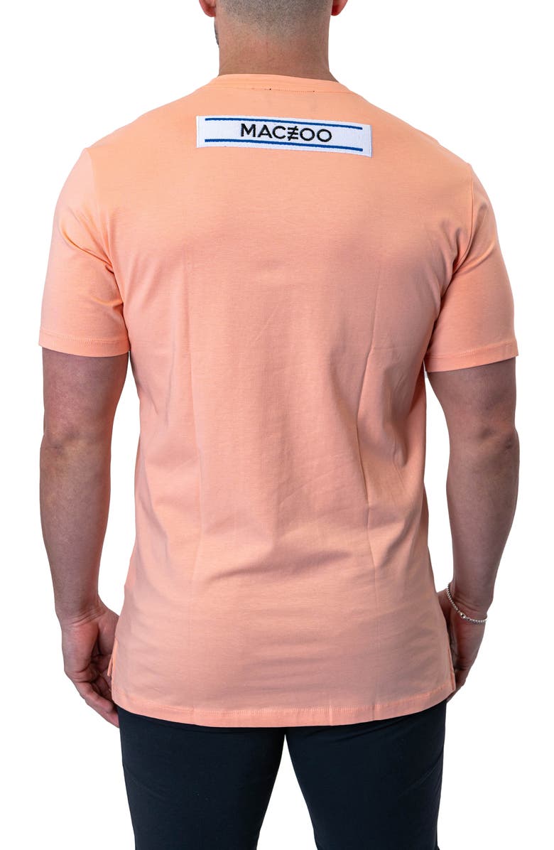 Maceoo Baron Peachpink Logo Patch Stretch Cotton T-Shirt, Alternate, color, Pink