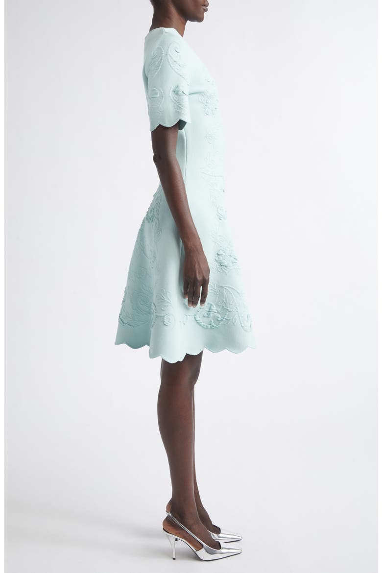 Hibiscus Jacquard Knit Fit & Flare Dress, Alternate, color, SALTWATER