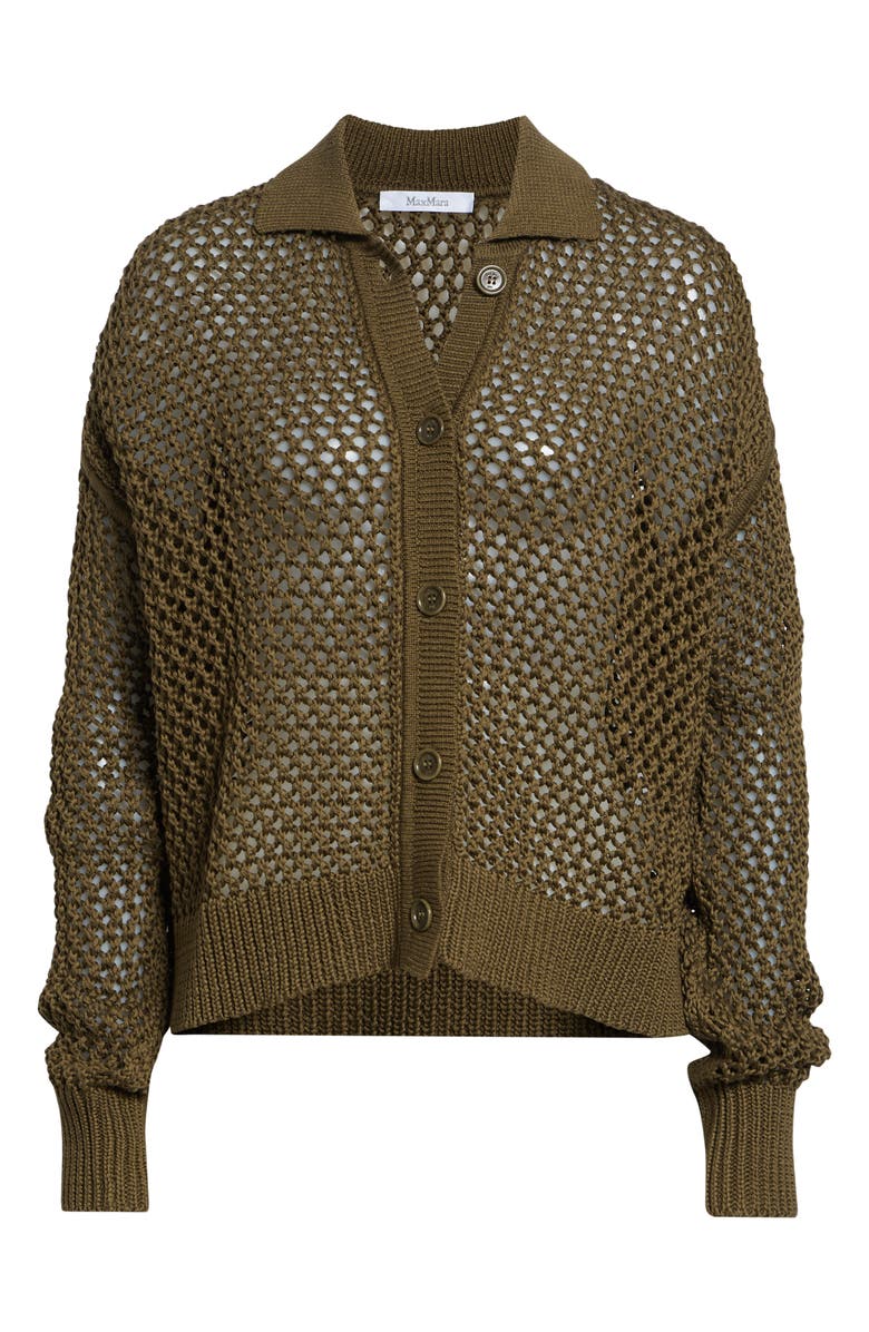 Max Mara Cotton Mesh Cardigan, Alternate, color, Kaki