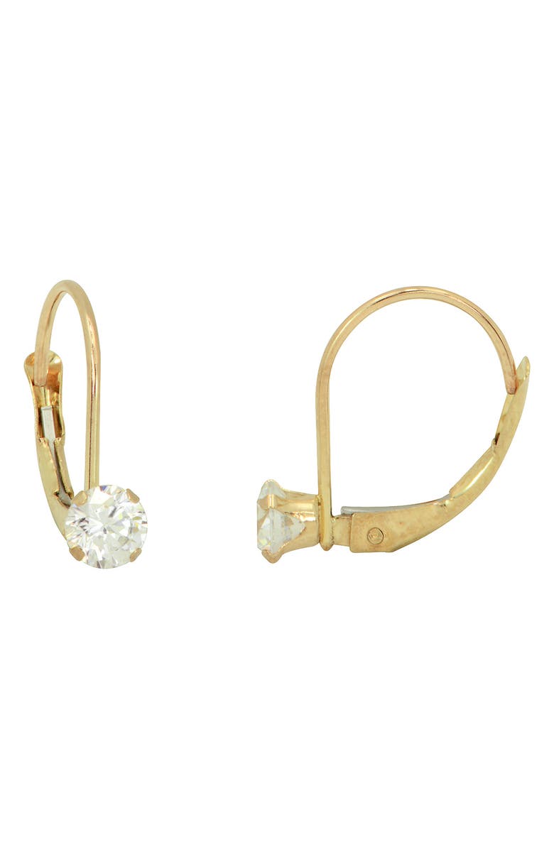 CANDELA JEWELRY 14K Yellow Gold CZ Leverback Earrings, Main, color,