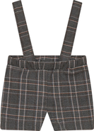 Space Grey Boy Woven Plaid Overall with Removable Straps