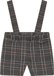 Space Grey Boy Woven Plaid Overall with Removable Straps