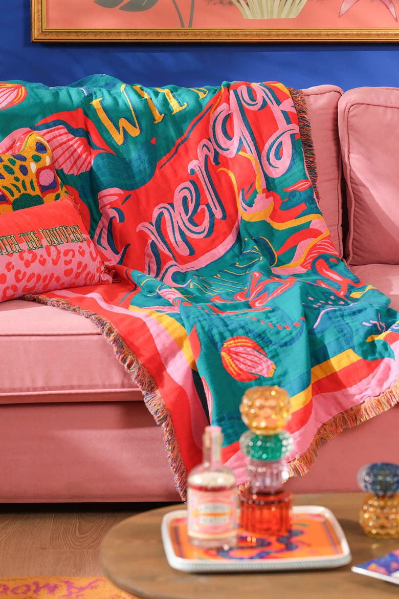 Novelas Fringed Jacquard 100% Cotton Throw Wild 54X71 In, Alternate, color, Medium Green