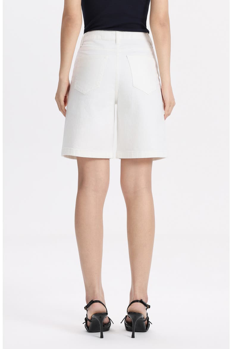 Drawstring High Waist Denim Bermuda Shorts, Alternate, color, WHITE