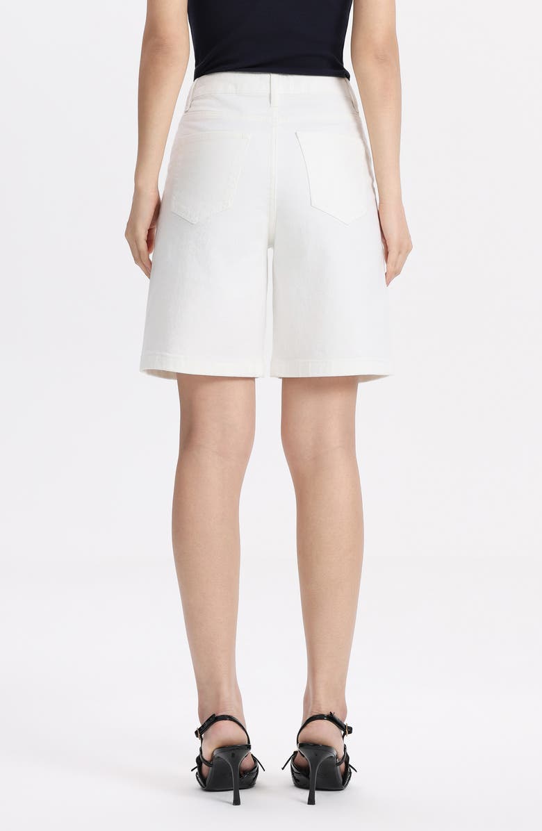 Bayeas Drawstring High Waist Denim Bermuda Shorts, Alternate, color, White