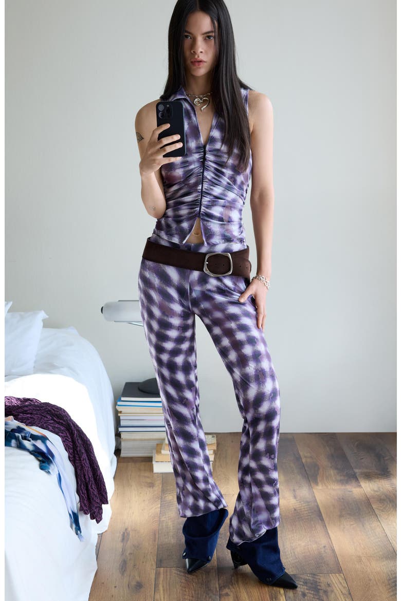 Sleeveless Zip Mesh Top, Alternate, color, PURPLE