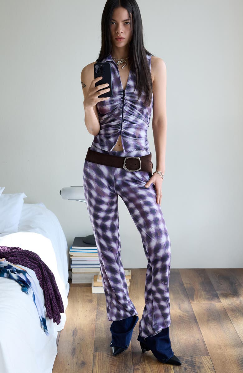 Desigual Sleeveless Zip Mesh Top, Alternate, color, Purple