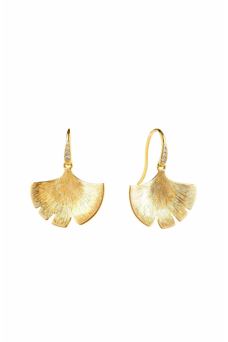 Gingko Earrings, Main, color, Satin Gold