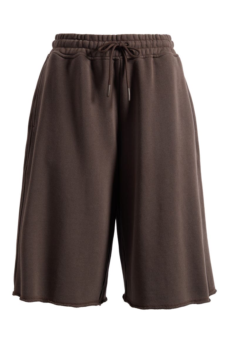 x FKA twigs Club Collective Raw Hem Cotton Drawstring Shorts, Alternate, color, ESPRESSO
