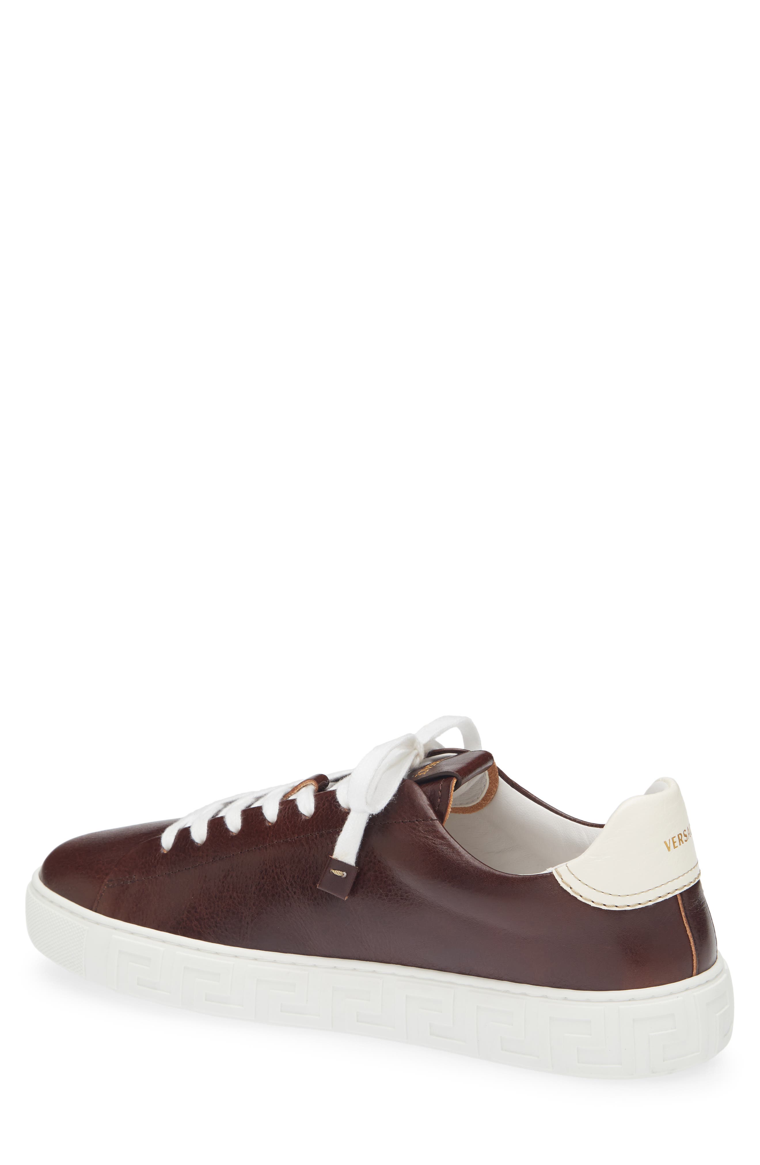 Greca Leather Sneaker, Alternate, color, CASTAGNA WHITE