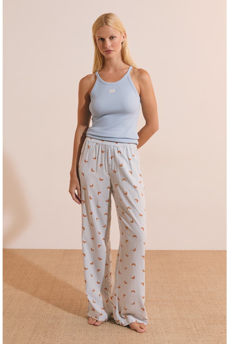 Bayla Croissant Print Sleep Pants, Alternate, color, LIGHT BLUE