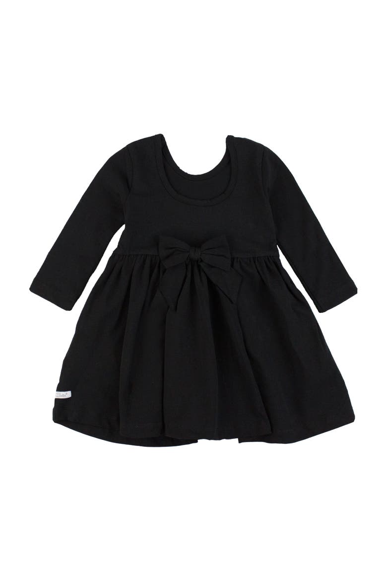 Knit Long Sleeve Twirl Dress, Alternate, color, Black