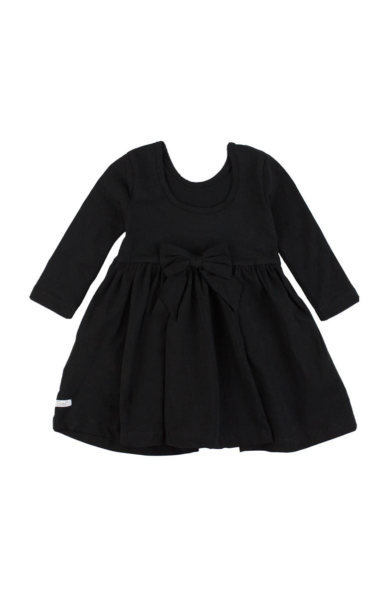 RuffleButts Knit Long Sleeve Twirl Dress, Alternate, color, Black