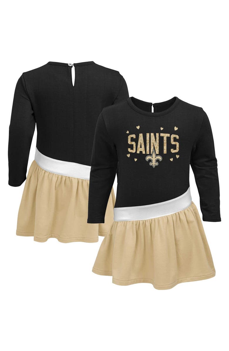 Outerstuff Girls Toddler Black/Gold New Orleans Saints Heart To Heart Jersey Tunic Dress, Main, color,