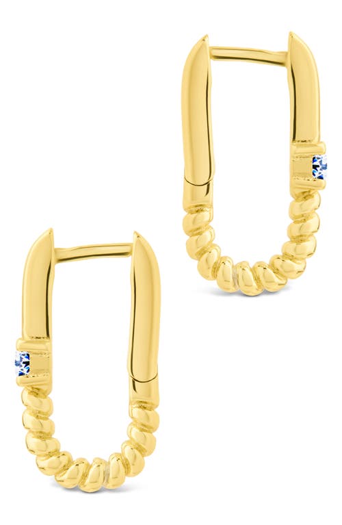 Sterling Forever Anna Textured Cubic Zirconia Oval Hoop Earrings In Gold