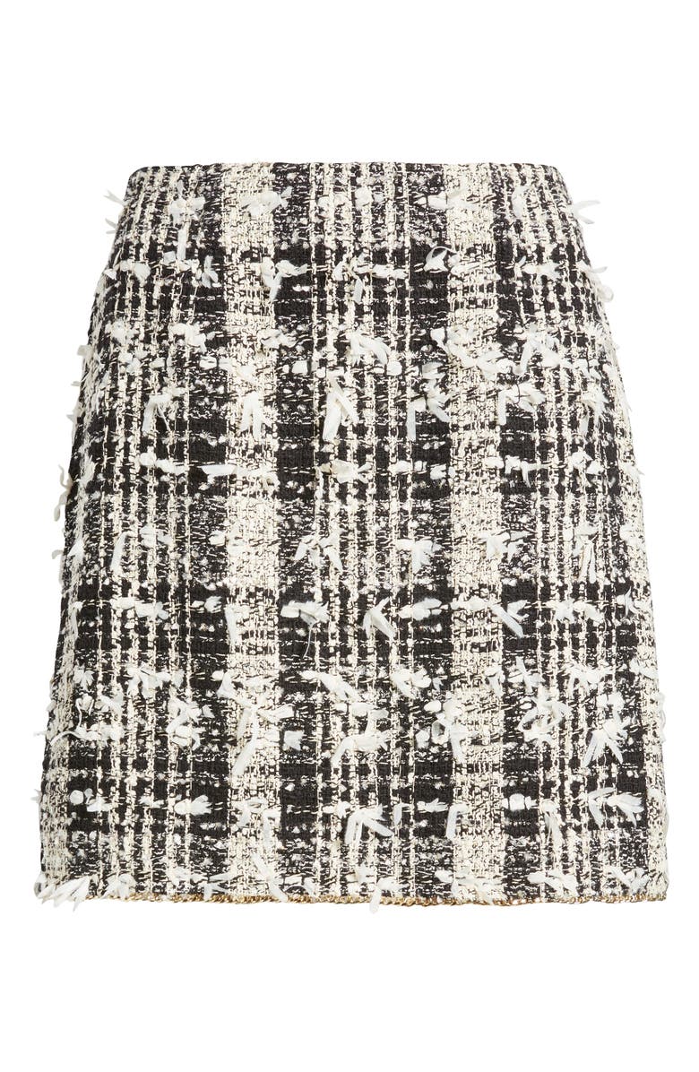 KOBI HALPERIN Dune Cotton Blend Tweed Skirt, Alternate, color, Black/ Ivor