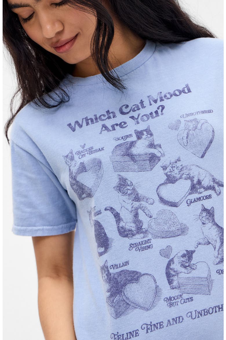Feline Relaxed Cotton Graphic T-Shirt, Alternate, color, BLUE