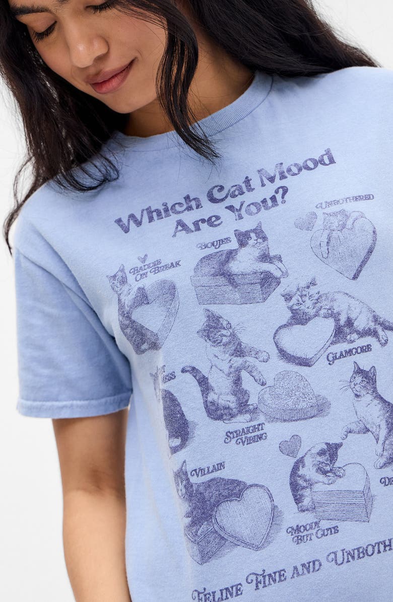BDG Urban Outfitters Feline Relaxed Cotton Graphic T-Shirt, Alternate, color, Blue